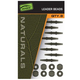 Fox Edges Naturals Leader Beads - 8 Beads & Sleeves, Carp Fishing Tackle Rubber Beads