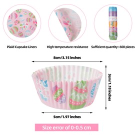 Patelai 600 Pcs Easter Cupcake Liners Mini Easter Baking Cups Egg Bunny Chick Wrappers Paper Liners for Easter Party Decorations Supplies