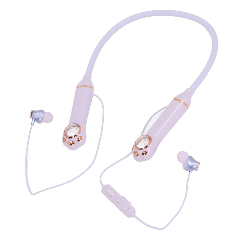 Neckband Earbuds IPX5 Bluetooth 5.3 Wireless Cat Pattern RGB Backlight