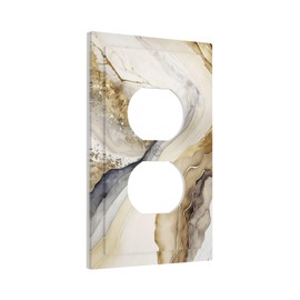 White Gold Marble Outlet Covers Decorative Light Switch Cover Electrical Wall Plates Receptacle Switchplate Faceplates for Bathroom Bedroom