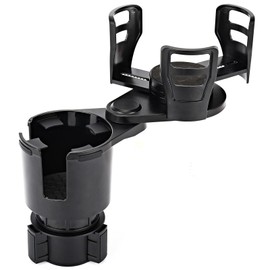 Car Cup Holder Expander, Universal 2 in 1 Large Cupholder Expander Adapter for Car with Adjustable Base, Fits Large Bottles, Snack, Drinks Cups, Black