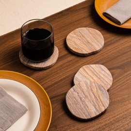 Cork & Mill Absorbent Coasters Set of 6 - Water Absorbing Sandstone Coasters for Drinks - Perfect for Coffee Table, Office Desk, Outdoor, Bedroom Nightstand - 4" Round - Unique Irregular Edge Design