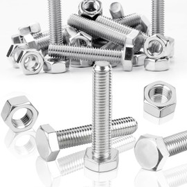 SWTYExt 30 Sets of Hex Screws M6 x 40 mm Bolt and Hex Nut Set DIN 933 / ISO 4017 Stainless Steel Screws A2 V2A Male Hexagon Full Thread Screws with Metric Machine Screws