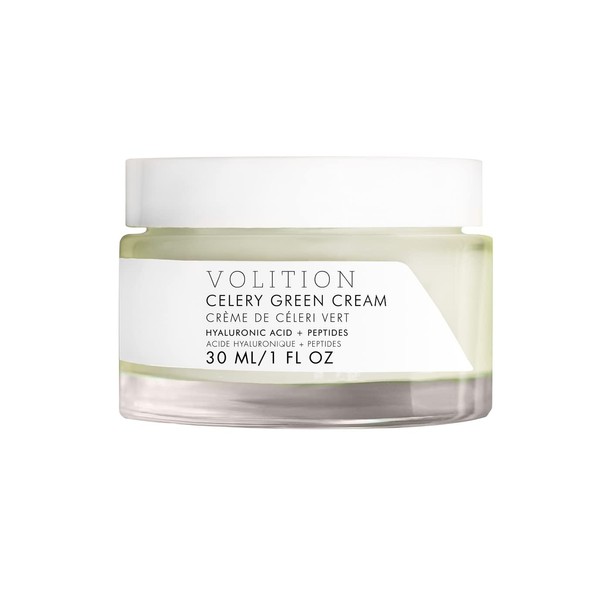 Volition Beauty Celery Green Facial Cream, Half Size - Lightweight Hyaluronic Acid Hydrating Cream - Helps Minimize Look of Pores - Face Moisturizer with Celery Seed Extract, Vegan (30ml / 1 fl oz)