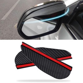 stymart 2 protectores de visera de lluvia para espejo retrovisor de coche, fibra de carbono, protector de humo para espejo automático, accesorios universales para coches, camiones y SUV (negro)