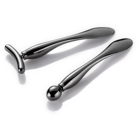 Lisapack 2PCS Metal Eye Cream Applicator Wand Stick, Massager Tool for Facial Massage, Reduce Puffiness (Champagne)