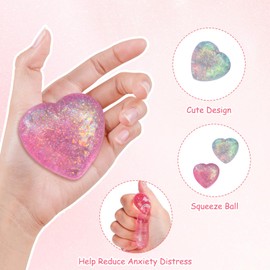 ExcellaElite 2 Pcs Heart Stress Balls Squishy Toys Squishy Stress Balls Relieve Anxiety Heart Fidget Toy Improves Concentration Comfortable and Practical Suitable for Adults and Children(Blue Pink)