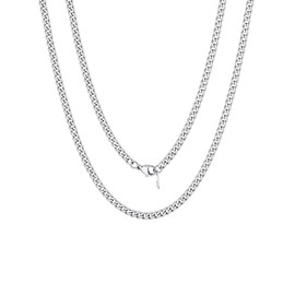 FOCALOOK Men's Necklace 3 mm / 6 mm / 9 mm / 12 mm Solid Curb Chain Necklace Stainless Steel Link Chain Punk Hip Hop Rapper Necklace for Men / Boys Gold / Silver / Black 45 cm / 55 cm / 65 cm / 70 cm / 75 cm, Stainless Steel