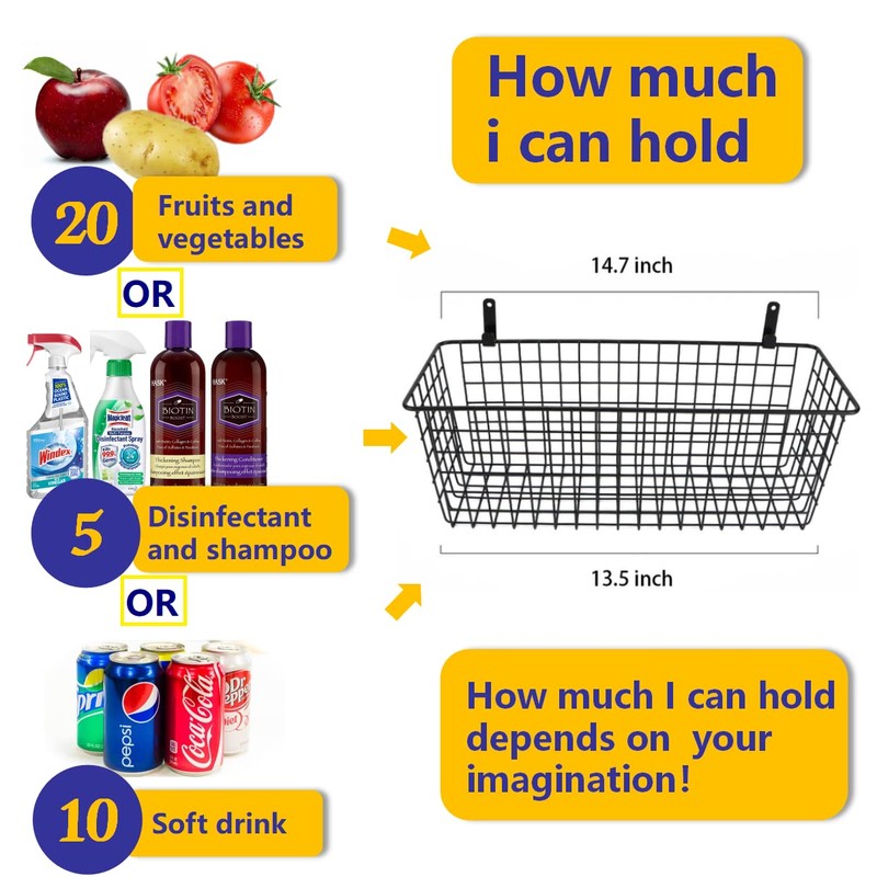 Joben Oligey 3 Set [Extra Large] Hanging Wall Baskets ,Wire