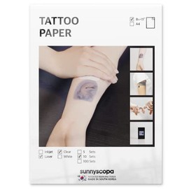 Sunnyscopa Temporary Tattoo Transfer Film for Laser Printers 10 Sheets - Printable DIY Tattoo Transfer Paper