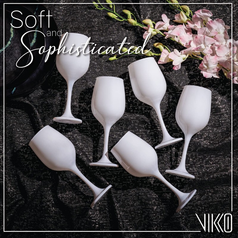 Vikko Decor White Wine Glasses: 11 Oz Fancy Stemware -
