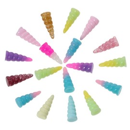 YYlingx 100Pcs Resin Unicorn Horn Spiral Horn Charms Glitter Powder Mini 3D Party Favor Decoration for DIY