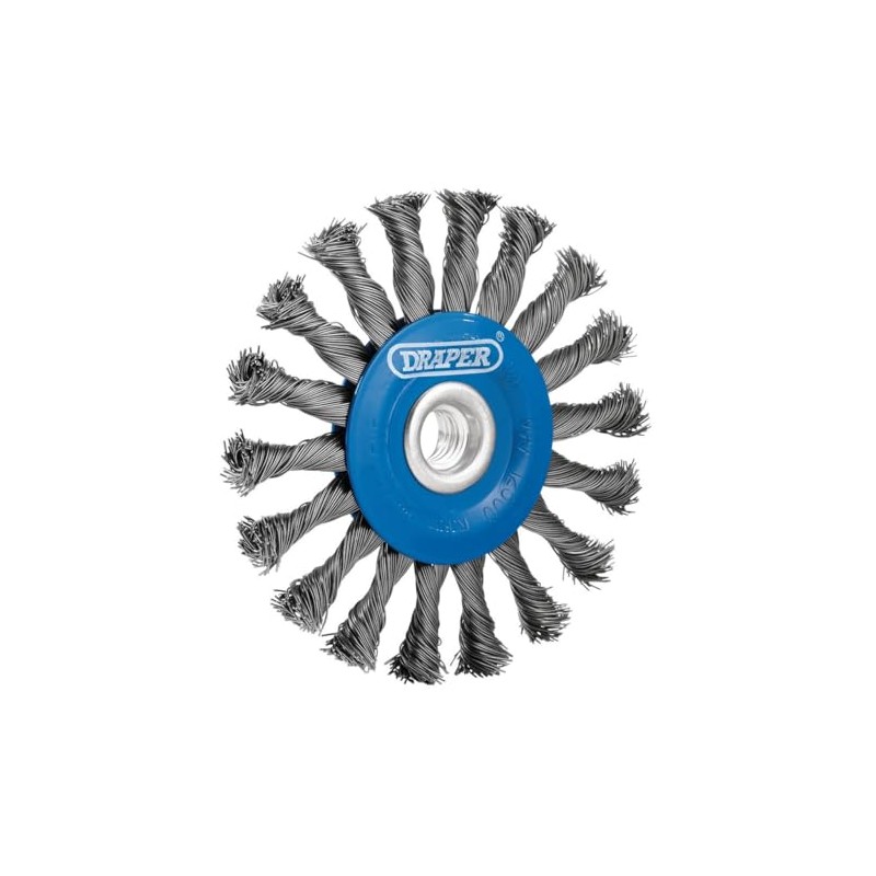 Draper 08058 Steel Twist-Knot Flat Wire Wheel Brush, 115mm, M14
