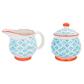 Nicola Spring Handgedruckter Milch & Zucker -Set - 300ml - Blau