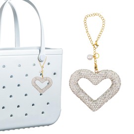 MAGNEECH Glitter Heart Shape for Bogg Bag Accessories Charms, Bling Cute Love Heart Charms Apply to Decorative Bogg Bag Handbags Beach Totes bags- Stylish Accessory for Bogg Bag Lovers (White)
