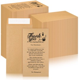 Eersida 500 Pcs Kraft Housekeeping Week Appreciation Tip Thank You Envelopes Bulk Envelopes 3.5 x 6.5 in Cash Self Adhesive Tip Envelopes for Hotel Motel Coin Seed Money Gratuity Key Cards Saving