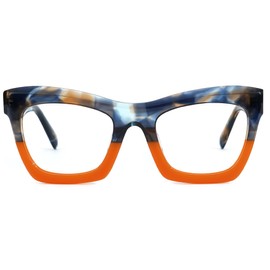 Zeelool Stylish Vintage Oversized Square Glasses for Women with Non-prescription Clear Lens Benitez ZJGA035804-10 Black-orange