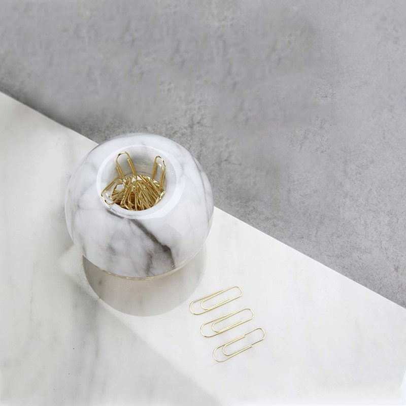 MultiBey NE-Clip-Marble-Round Paper Clips in Elegant Magnetic Marble White Clip