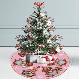 Christmas Tree Skirt Pink Tree Skirt Glitter Gnomes Snowflake Xmas Winter Tree Skirt 48 Inch for Pink Christmas Indoor Outdoor Decorations