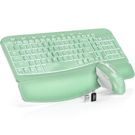 SABLUTE Wireless Keyboard and Mouse Combo, Ergonomic Wave with Wrist Rest