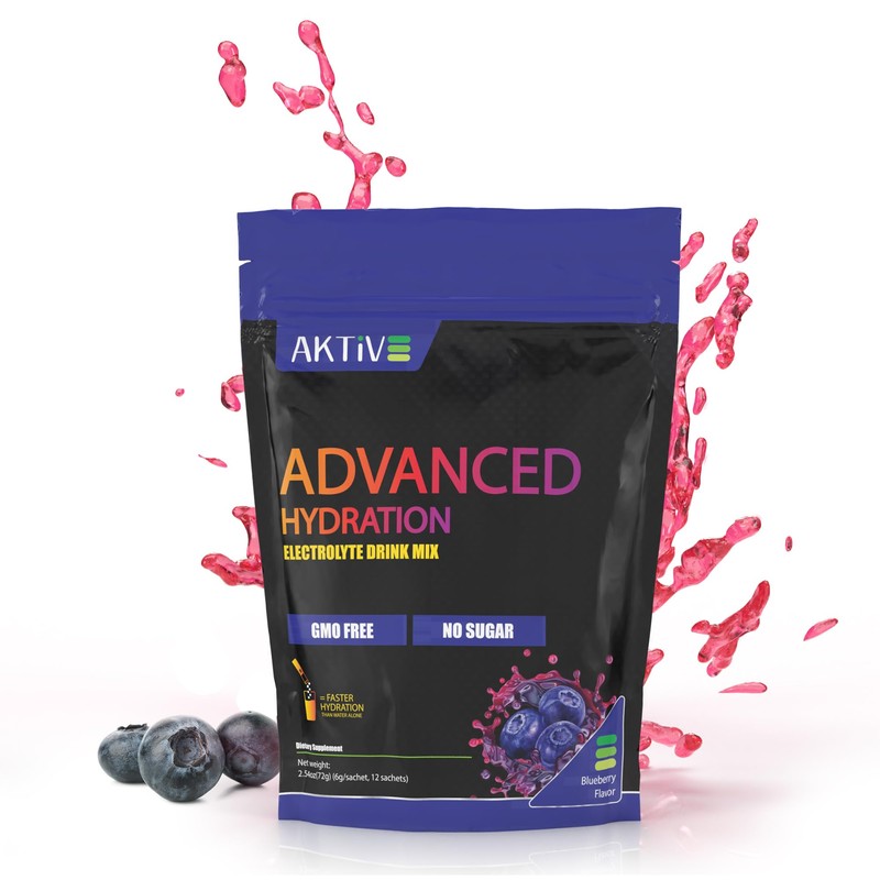 Aktive Supplements Advanced Hydration Electrolyte Drink Mix, Blueberry Flavor, Sugar-Free,
