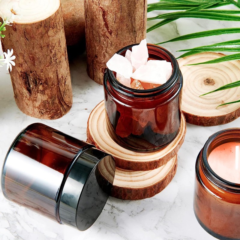 6 Pack 100ml Empty Amber Plastic Jars with Black Lid,
