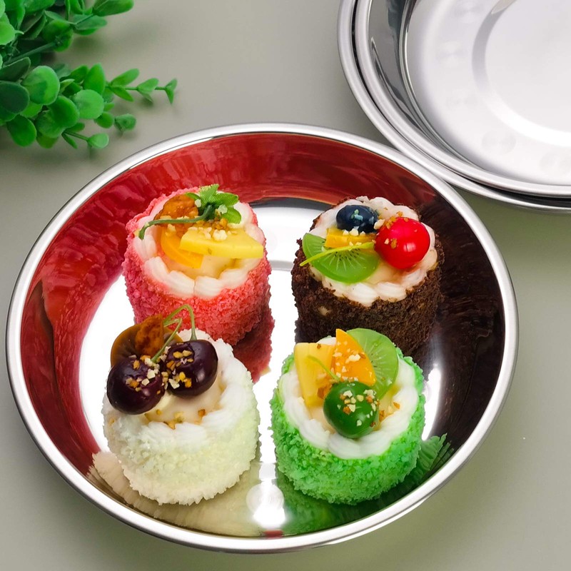 Dehouse 4-Pack Stainless Steel Metal Dinner Plates