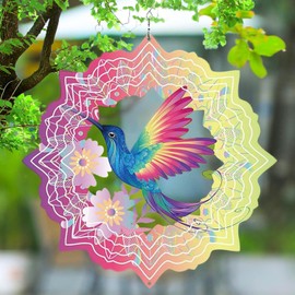 Hummingbird Wind Spinner Kinetic Wind Spinner Creates a Flying Hummingbird Effect -12inch Metal Wind Spinners Outdoor Hanging Decor for Garden Yard