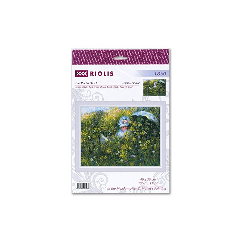 RIOLIS CROSS STITCH, Meadow After C. Monet (14 Count)