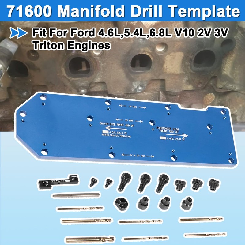 mooncar 71600 Manifold Drill Template Compatible for Ford 4.6L,5.4L,6.8L V10