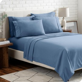 Bare Home Hotel Luxury Queen Sheet Set, Extra Soft - 6 Piece Set - Deep Pockets - Easy Fit - Cooling & Breathable - Wrinkle, Fade, Stain Resistant - Set Includes 4 Pillowcases (Queen, Coronet Blue)