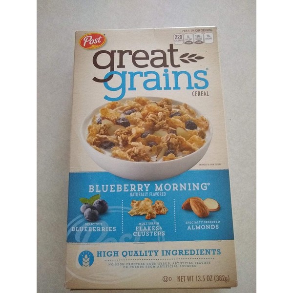 Post Blueberry Morning Cereal, 13.5-Ounce Boxes (Pack of 4)