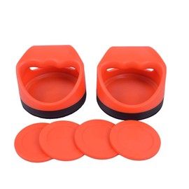 Plastic Air Hockey Strikers/Pushers,2 PCS 4" Plastic Red Air Hockey Strikers and 4 PCS 2.75" Red Pucks Replacement for Game Tables Goalies Equipment Accessories