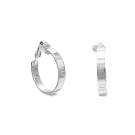 925 Sterling Silver 4.5mm Flat Hoop Clip on Earrings 4.5x28mm-Clip on Earring for Women