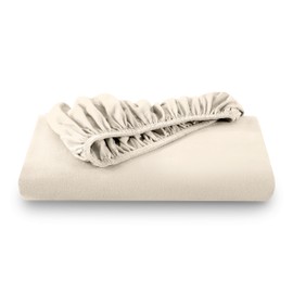 Bare Home Flannel Fitted Bottom Sheet 100% Cotton, Velvety Soft Heavyweight - Double Brushed Flannel - Deep Pocket (King, Sand)