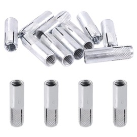 Mardatt 12 Pcs 3/8" Zinc Plated Metal Knurled Drop in Anchor Set, Expansion Drop-in Anchors Kit for Concrete Drywall