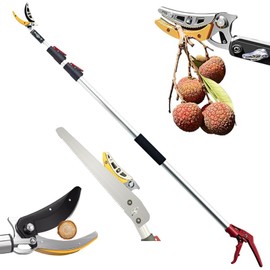 xixi-home 4.6-9.8 Ft Cut and Hold Pruners Long Reach Pole Saw Pruning Shears and Hold Bypass Pruner Extendable Tree Trimmer with Dedicated Serrations Telescoping Fruit Picker