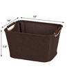 Household Essentials Small Tapered Storage Bin with Wood Handles, Coffee
