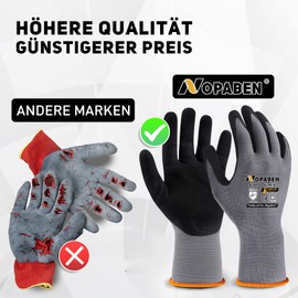 Nopaben Men’s/Women's Work Gloves, 6 Pairs, with Non-Slip Nitrile Coating, Mechanics’ Gloves, Assembly Gloves with Optimal Grip and Fine Touch Feeling, Garden Gloves, Size 6/XS
