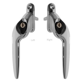 Chrome Right-Hand Yale UPVC Window Handle Cranked Double Glazing Universal Key Locking - 40mm