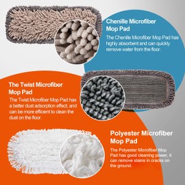 CLEANHOME Mops for Floor Cleaning with 3 Different Washable Pads and Extendable 55” Long Handle, Multifunction Dust Mop for Hardwood,Marble,Tile Floor Mopping,Orange