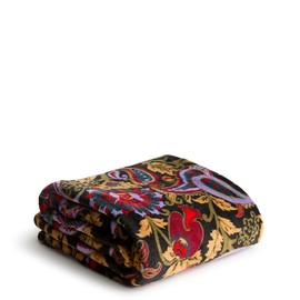 Vera Bradley Women's Fleece Plush Throw Blanket, Midnight Garden Paisley