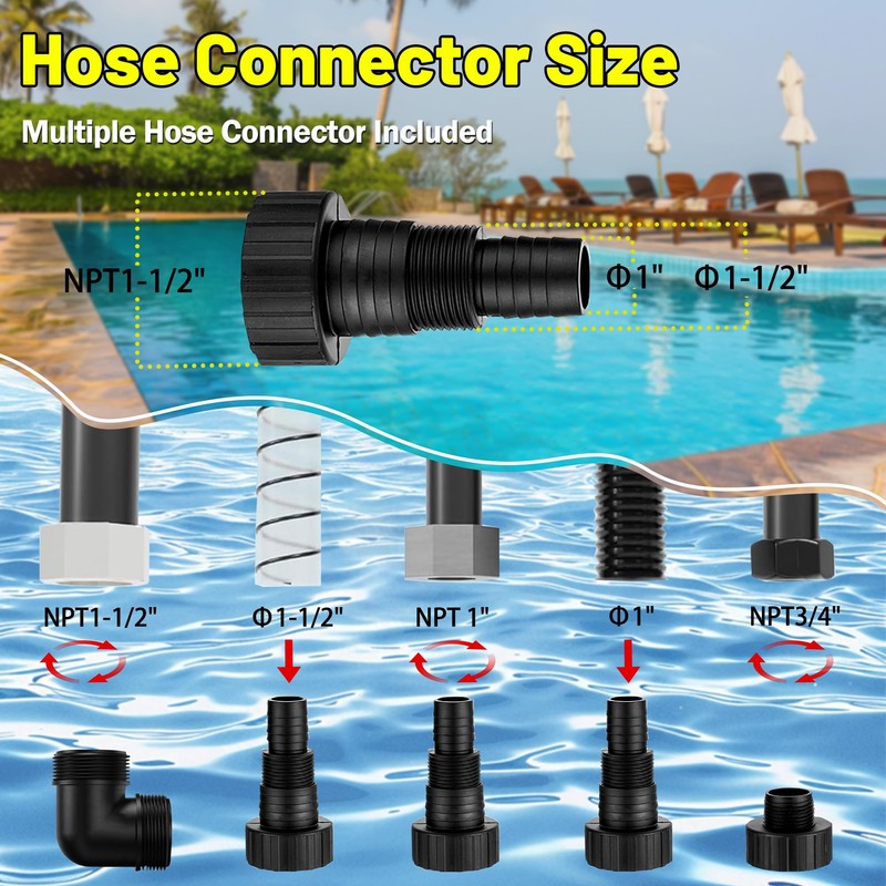 Submersible Water Pump 1HP 5300GPH High Flow Clean/Dirty Water Transfer