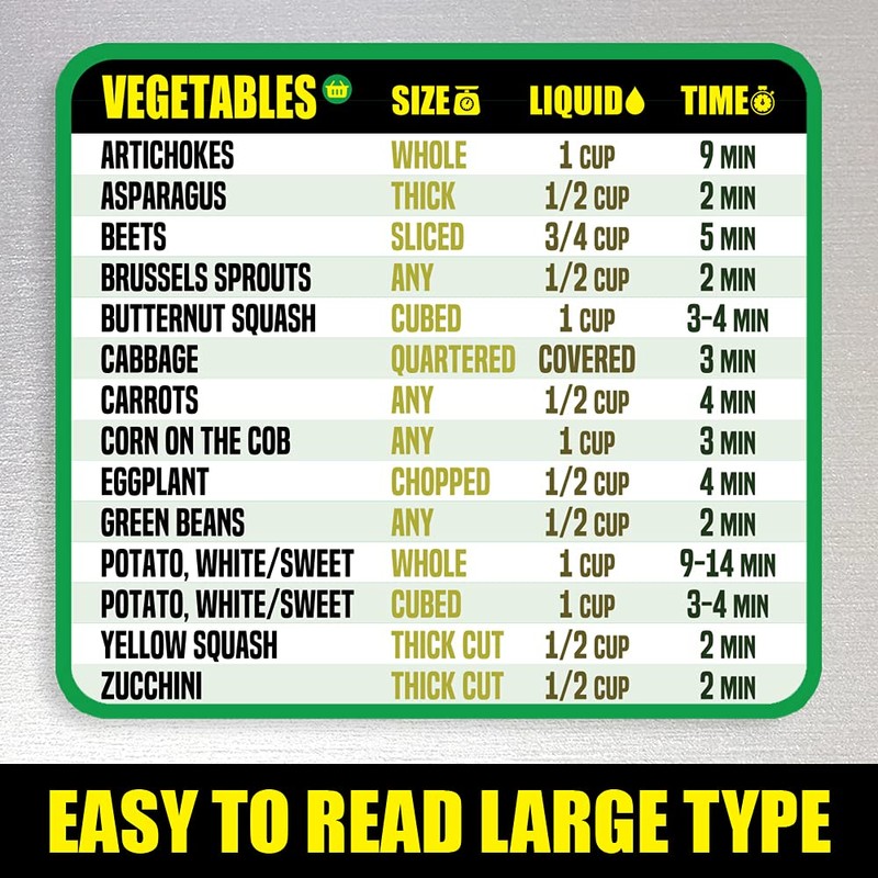 Instant Pot Magnetic Cheat Sheet - Extra Large Easy to