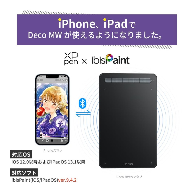 XPPen Deco MW Bluetooth Wireless Connection, 8x5 Inches, Pen with