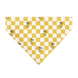 Peanuts Pet Bandana Peanuts Woodstock Pose Checker Yellow White Slip On Collar Bandana Only