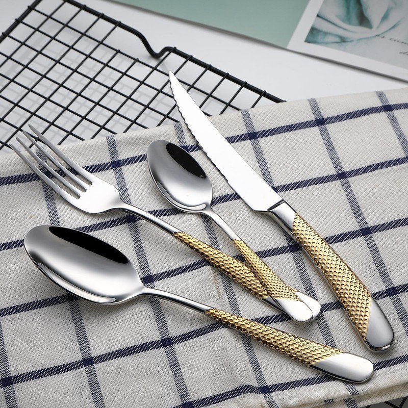 CADYSS Premium Silverware Set 20 Pieces - Flatware Set Gilding