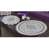 PAIR of Doilie Doily Table Place Mat Lace - White or Brown or Antique Gold - Round - Medium or Large - (WHITE MEDIUM 16" (40cm))