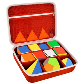 Grapsa Speed Cube Storage Case Bag Holds 12+ Different Types Cube Retro Brain Teaser Fidget Toy. Carrying Holder with Mesh Pocket Fits for Cube Stand/Tutorial (Box Only) - Red