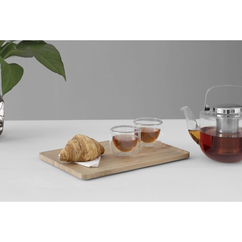 modernes Bambus Serviertablett rechteckig 25 x 17.5 cm für Tee